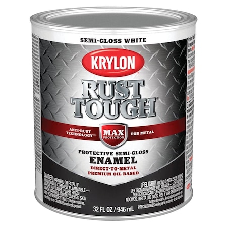 Krylon Rust Tough Oil-Based Semi-Gloss Rust Control Enamel, White, 1 Qt. K09708008